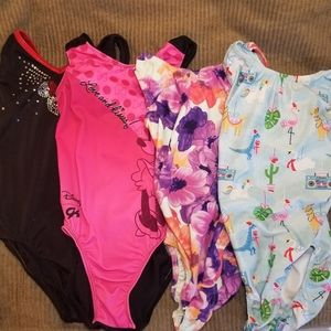 Lot of 4 Girls Gymnastics Leotards Foxy & GK Disne